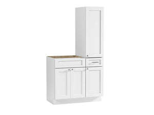 Disar 39'' Single Bathroom Vanity With Right Tall Linen Cabinet Dovetail Solid Wood Drawer Base Only