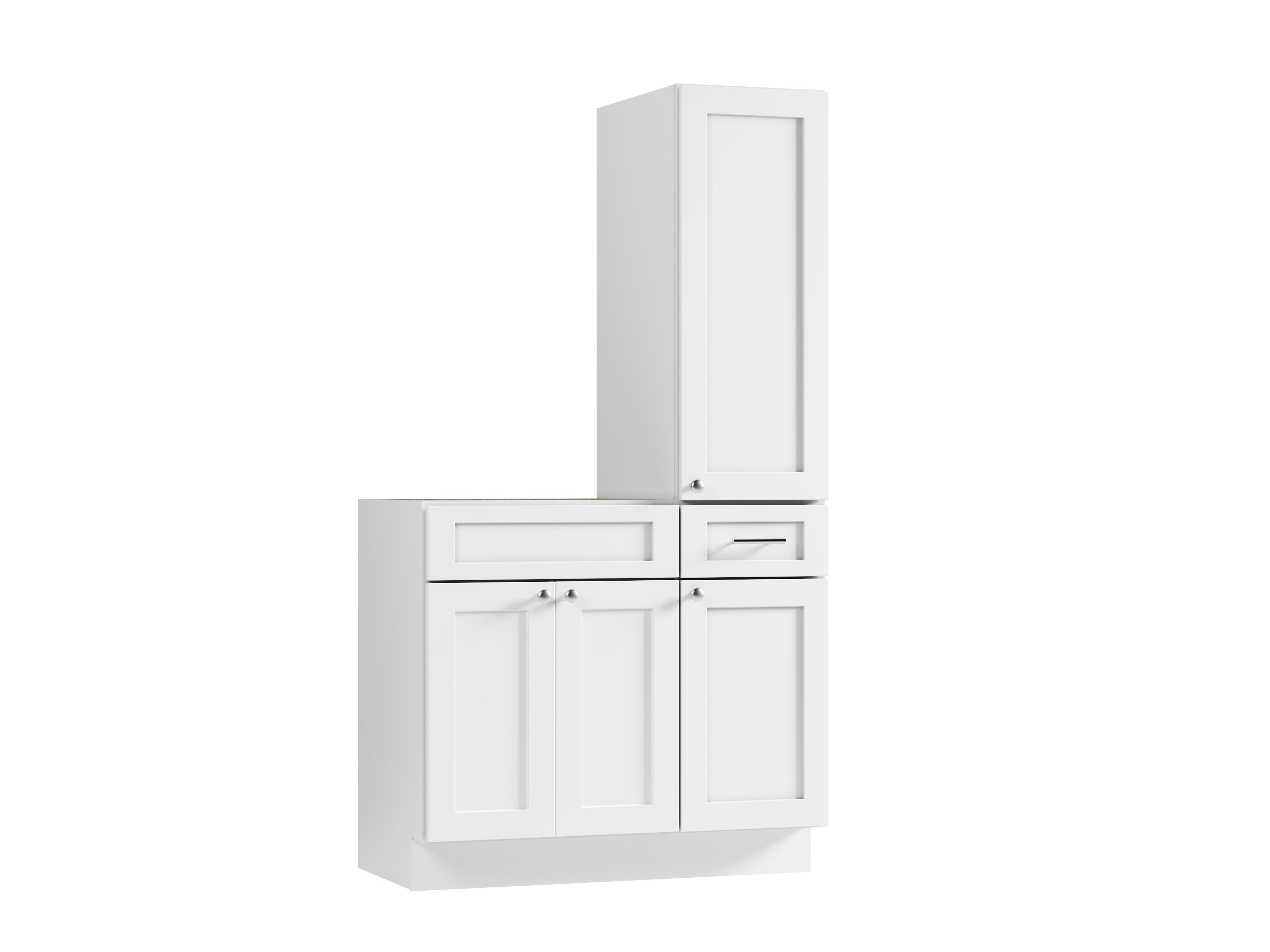 Disar 39'' Single Bathroom Vanity With Right Tall Linen Cabinet Dovetail Solid Wood Drawer Base Only