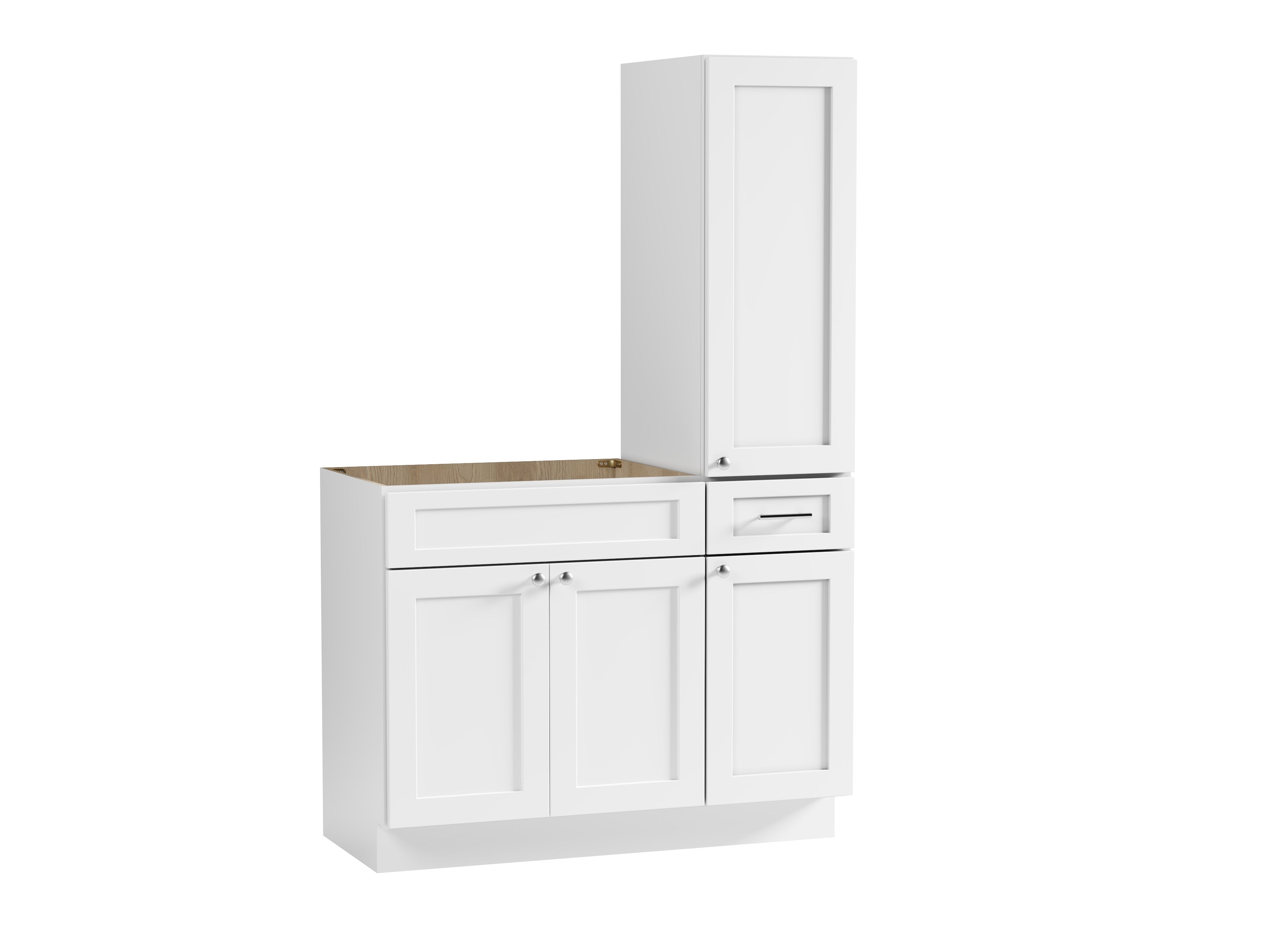 Disar 45'' Single Bathroom Vanity With Right Tall Linen Cabinet Dovetail Solid Wood Drawer Base Only