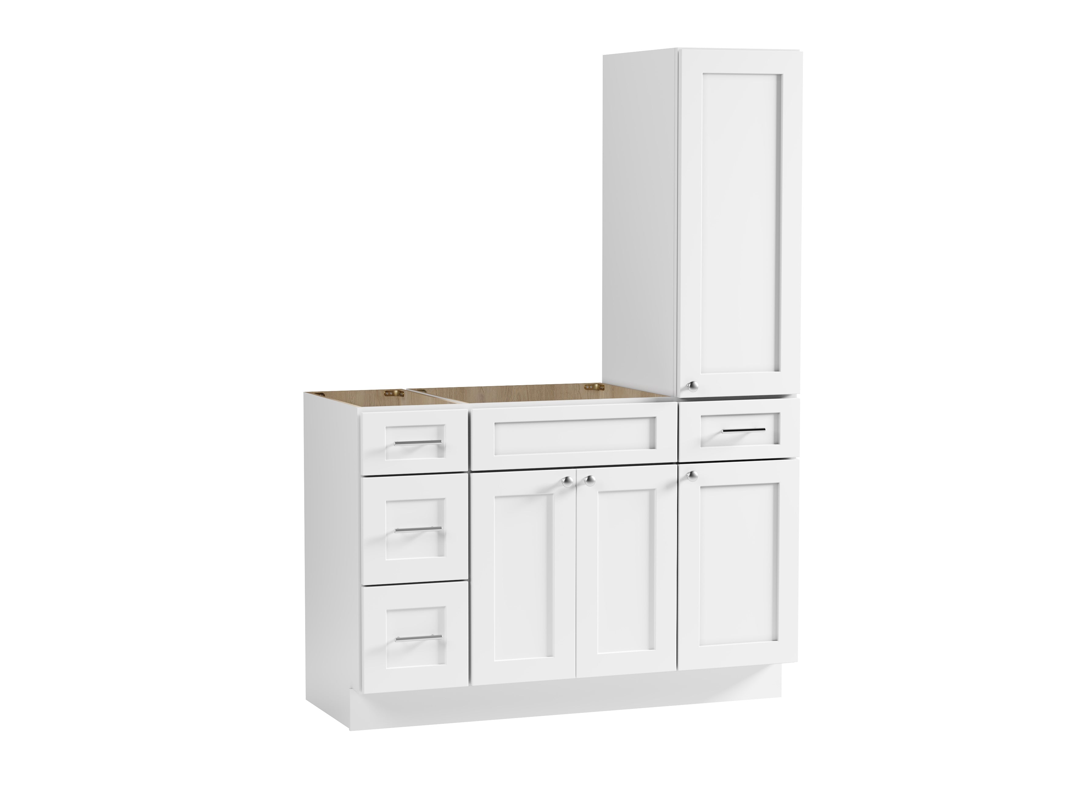 Disar 51'' Single Bathroom Vanity With Right Tall Linen Cabinet Dovetail Solid Wood Drawer Base Only