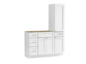 Disar 51'' Single Bathroom Vanity With Right Tall Linen Cabinet Dovetail Solid Wood Drawer Base Only