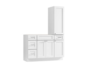 Disar 51'' Single Bathroom Vanity With Right Tall Linen Cabinet Dovetail Solid Wood Drawer Base Only