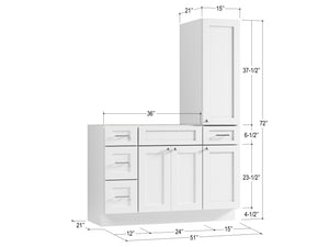 Disar 51'' Single Bathroom Vanity With Right Tall Linen Cabinet Dovetail Solid Wood Drawer Base Only