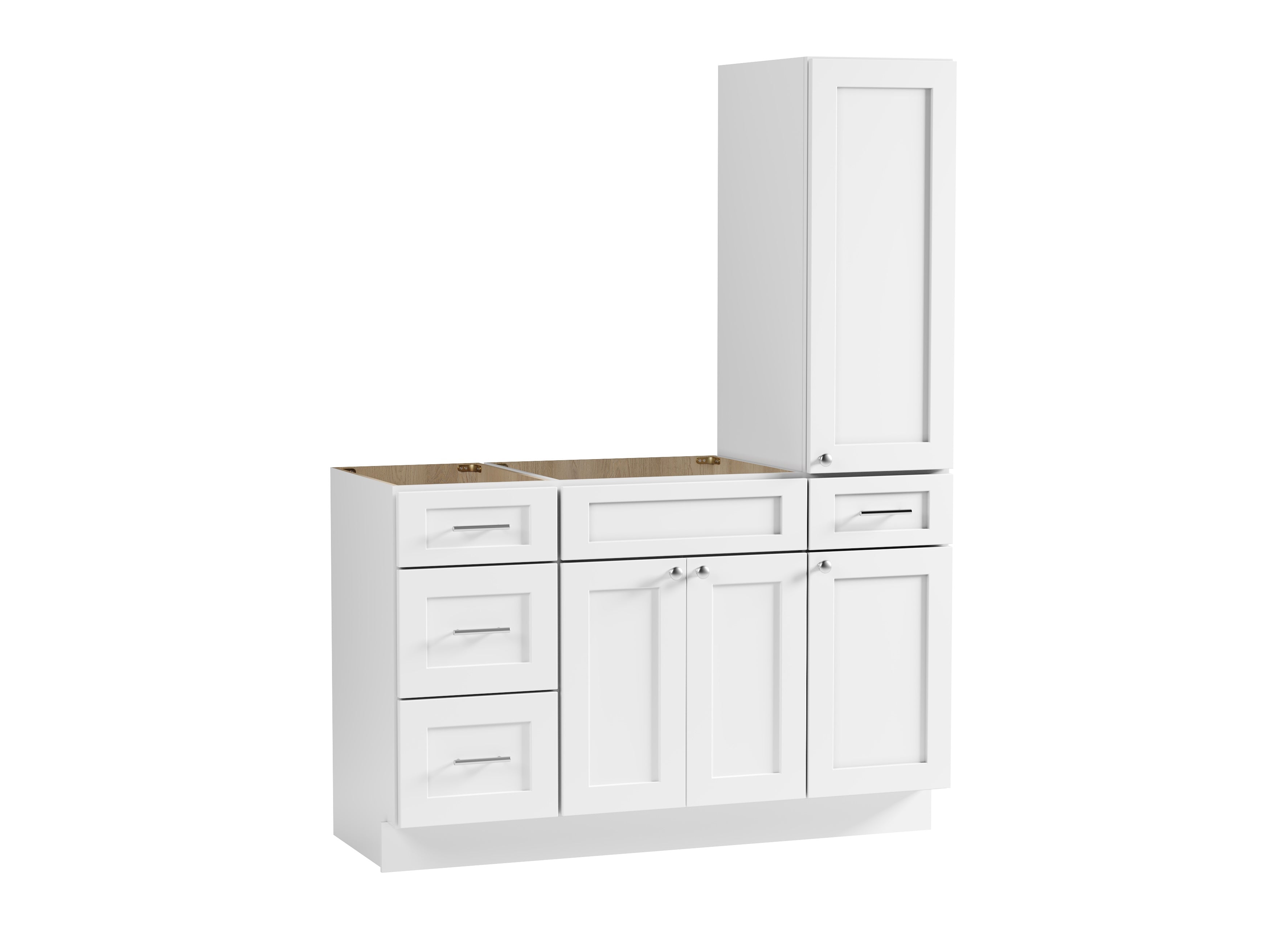 Disar 54'' Single Bathroom Vanity With Right Tall Linen Cabinet Dovetail Solid Wood Drawer Base Only