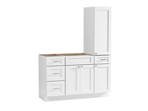 Disar 54'' Single Bathroom Vanity With Right Tall Linen Cabinet Dovetail Solid Wood Drawer Base Only