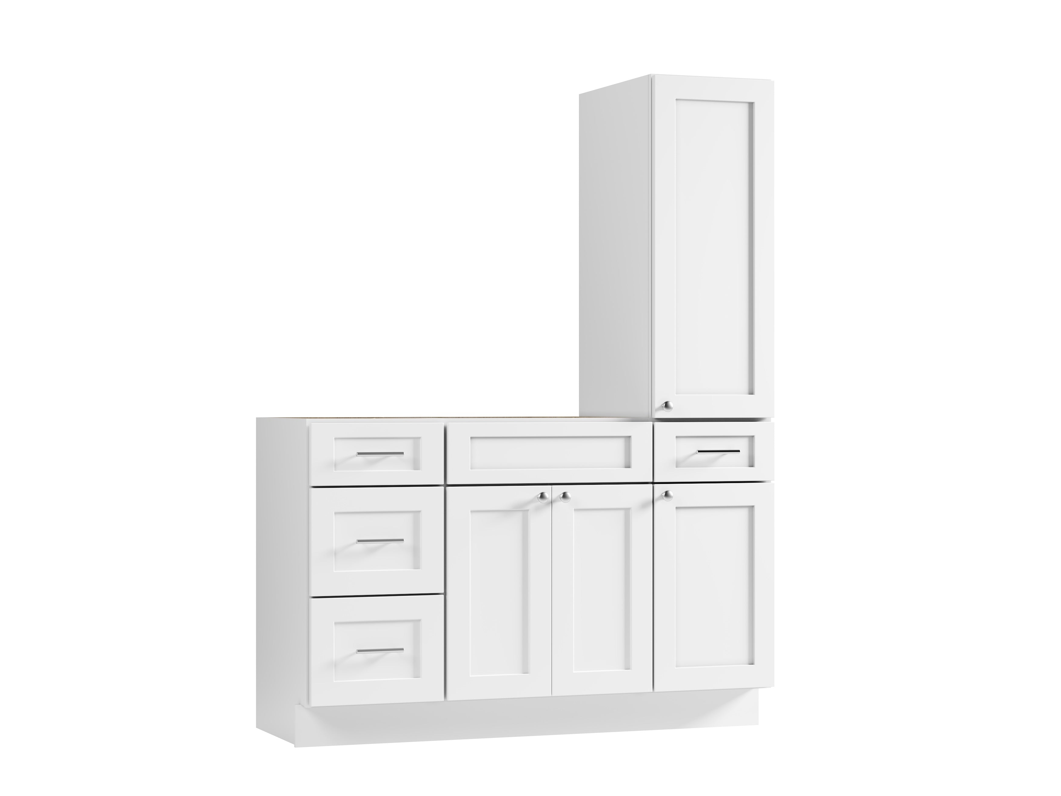 Disar 54'' Single Bathroom Vanity With Right Tall Linen Cabinet Dovetail Solid Wood Drawer Base Only