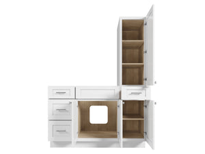 Disar 54'' Single Bathroom Vanity With Right Tall Linen Cabinet Dovetail Solid Wood Drawer Base Only