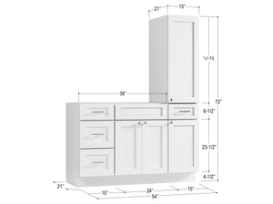 Disar 54'' Single Bathroom Vanity With Right Tall Linen Cabinet Dovetail Solid Wood Drawer Base Only