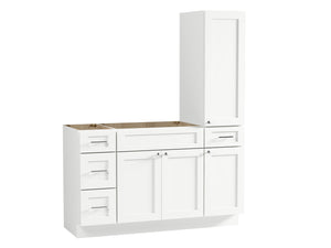 Disar 57'' Single Bathroom Vanity With Right Tall Linen Cabinet Dovetail Solid Wood Drawer Base Only
