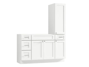 Disar 57'' Single Bathroom Vanity With Right Tall Linen Cabinet Dovetail Solid Wood Drawer Base Only