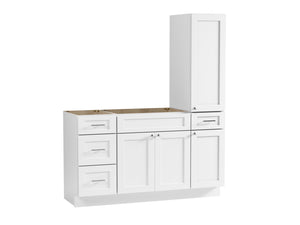 Disar 60'' Single Bathroom Vanity With Right Tall Linen Cabinet Dovetail Solid Wood Drawer Base Only
