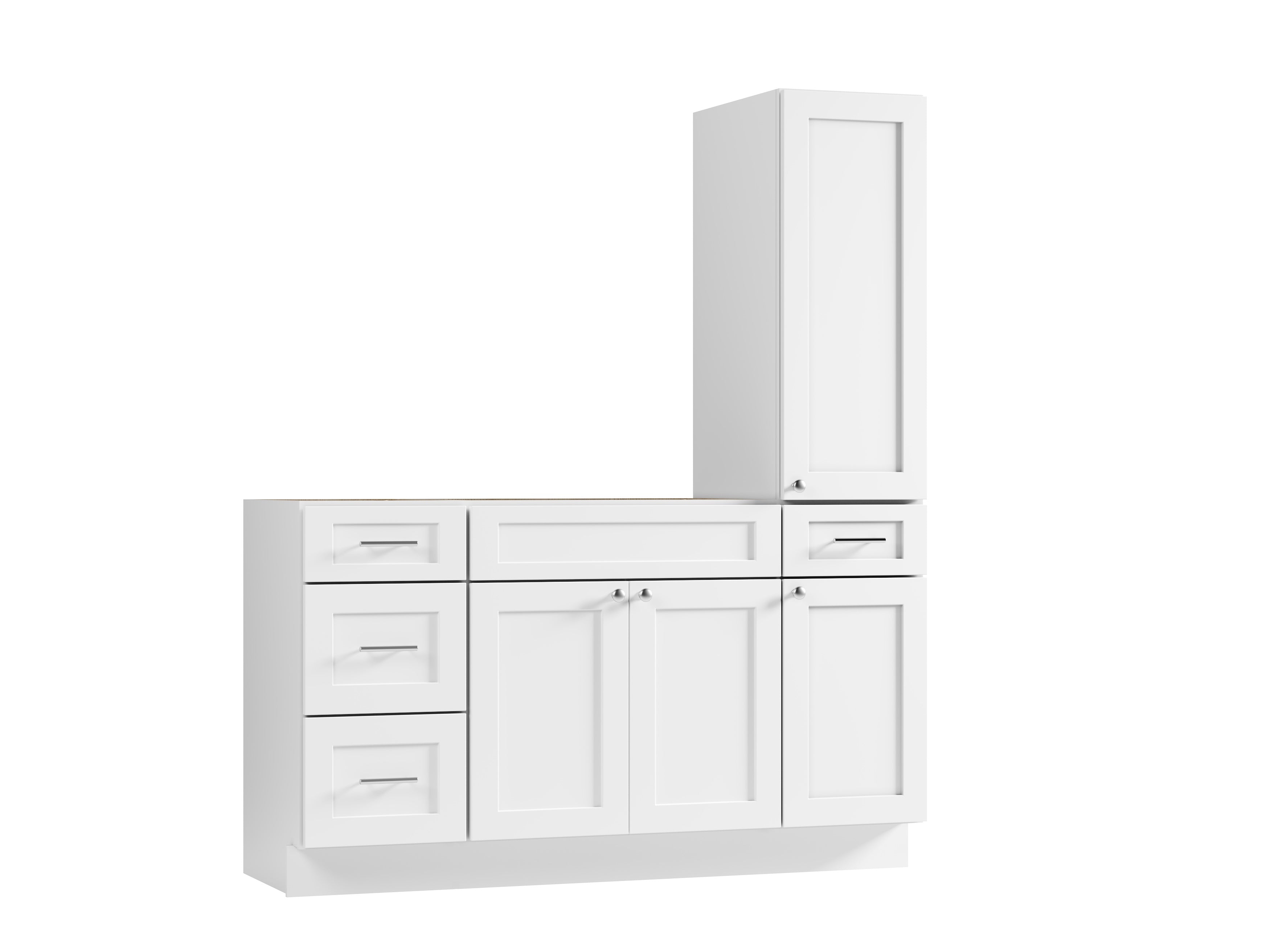 Disar 60'' Single Bathroom Vanity With Right Tall Linen Cabinet Dovetail Solid Wood Drawer Base Only