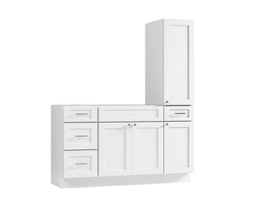 Disar 60'' Single Bathroom Vanity With Right Tall Linen Cabinet Dovetail Solid Wood Drawer Base Only