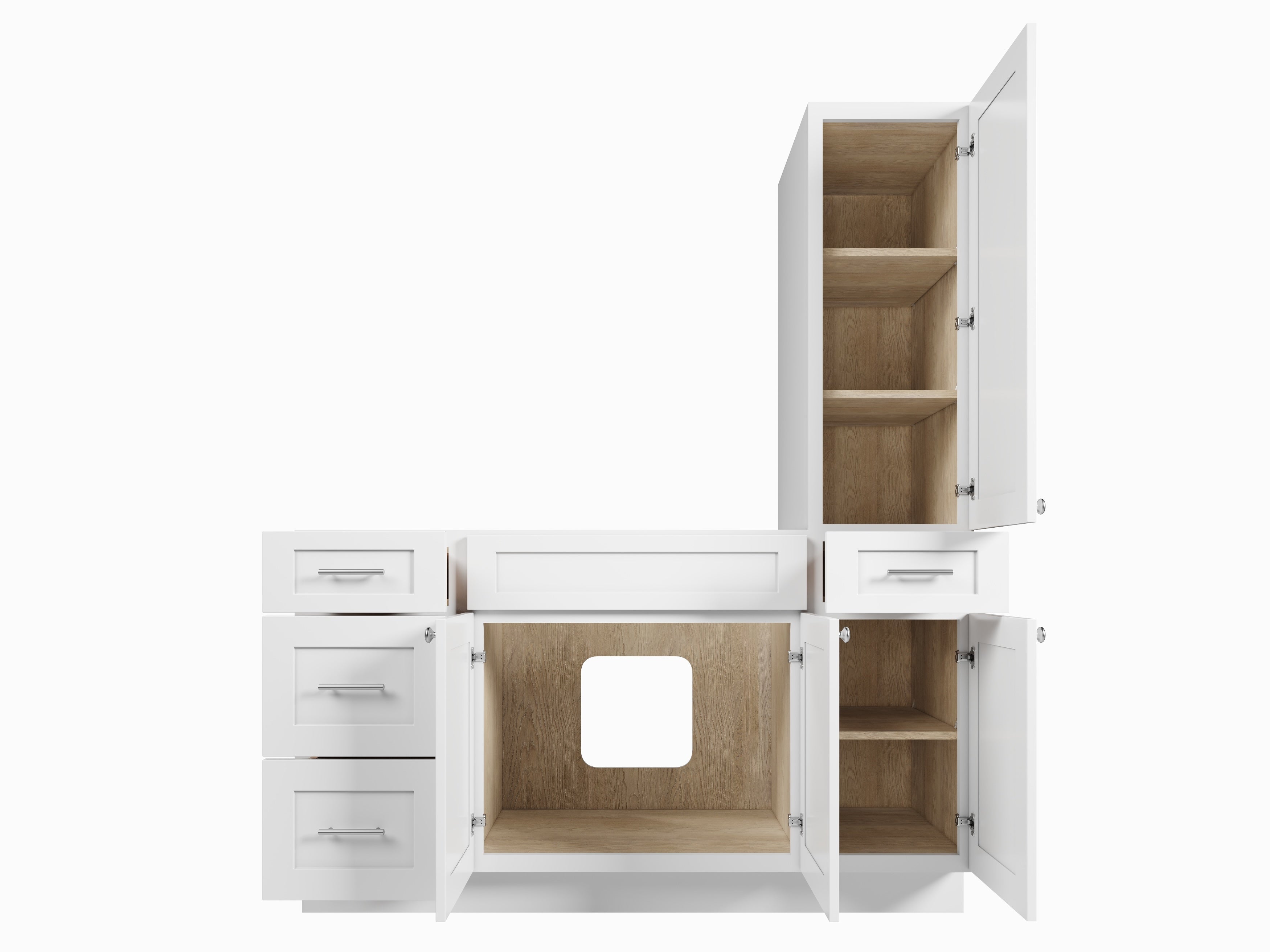 Disar 60'' Single Bathroom Vanity With Right Tall Linen Cabinet Dovetail Solid Wood Drawer Base Only