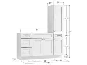 Disar 60'' Single Bathroom Vanity With Right Tall Linen Cabinet Dovetail Solid Wood Drawer Base Only