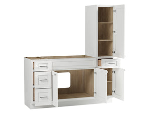 Disar 63'' Single Bathroom Vanity With Right Tall Linen Cabinet Dovetail Solid Wood Drawer Base Only