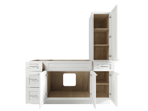 Disar 63'' Single Bathroom Vanity With Right Tall Linen Cabinet Dovetail Solid Wood Drawer Base Only