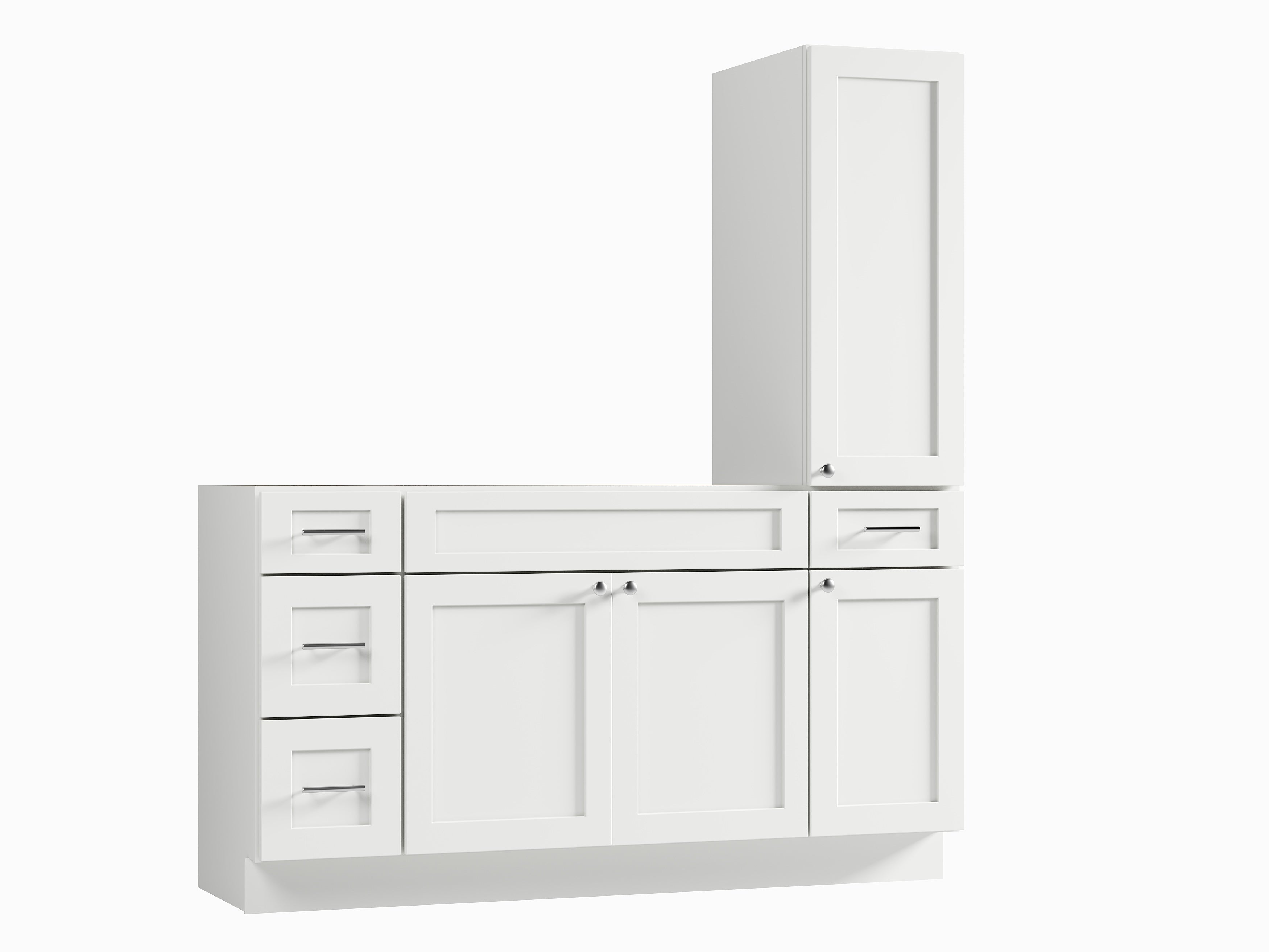 Disar 63'' Single Bathroom Vanity With Right Tall Linen Cabinet Dovetail Solid Wood Drawer Base Only