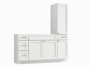Disar 63'' Single Bathroom Vanity With Right Tall Linen Cabinet Dovetail Solid Wood Drawer Base Only