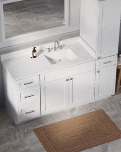 Disar 66'' Single Bathroom Vanity With Right Linen Tall Cabinet Dovetail Solid Wood Drawer Carrara Quartz Top
