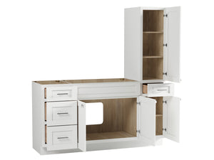 Disar 66'' Single Bathroom Vanity With Right Tall Linen Cabinet Dovetail Solid Wood Drawer Base Only