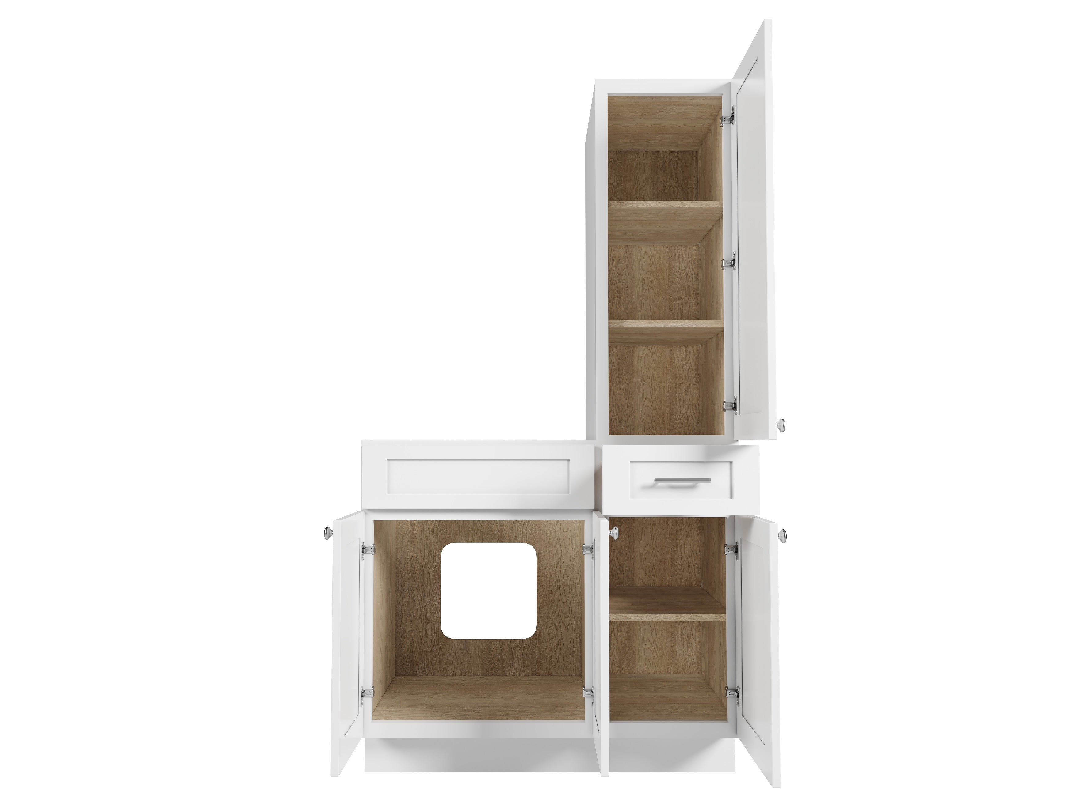Disar 39'' Single Bathroom Vanity With Right Tall Linen Cabinet Dovetail Solid Wood Drawer Base Only