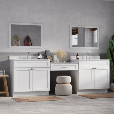 [color:White] 103" Double Bathroom Vanity Desk with Quartz Top - front view