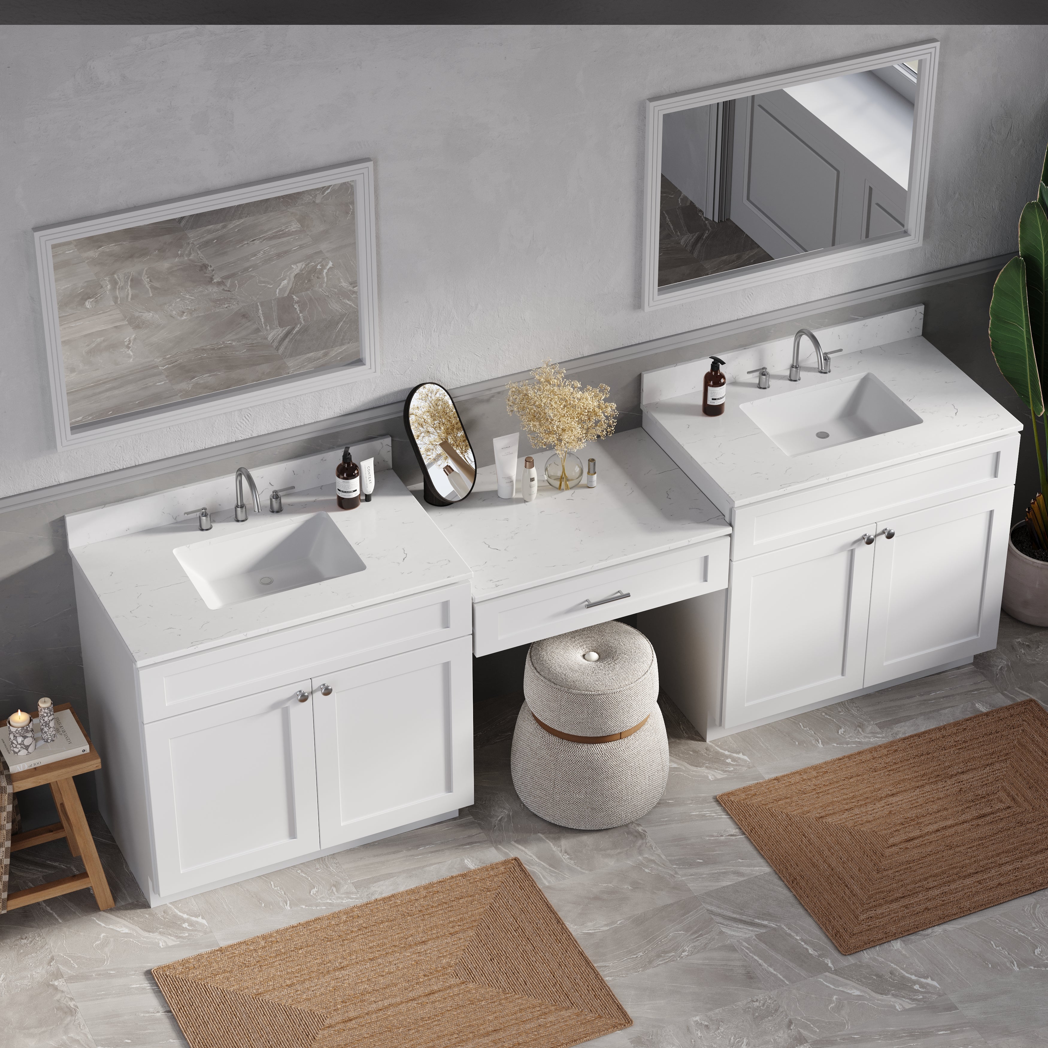 103'' Double Bathroom Vanity with Quartz Top