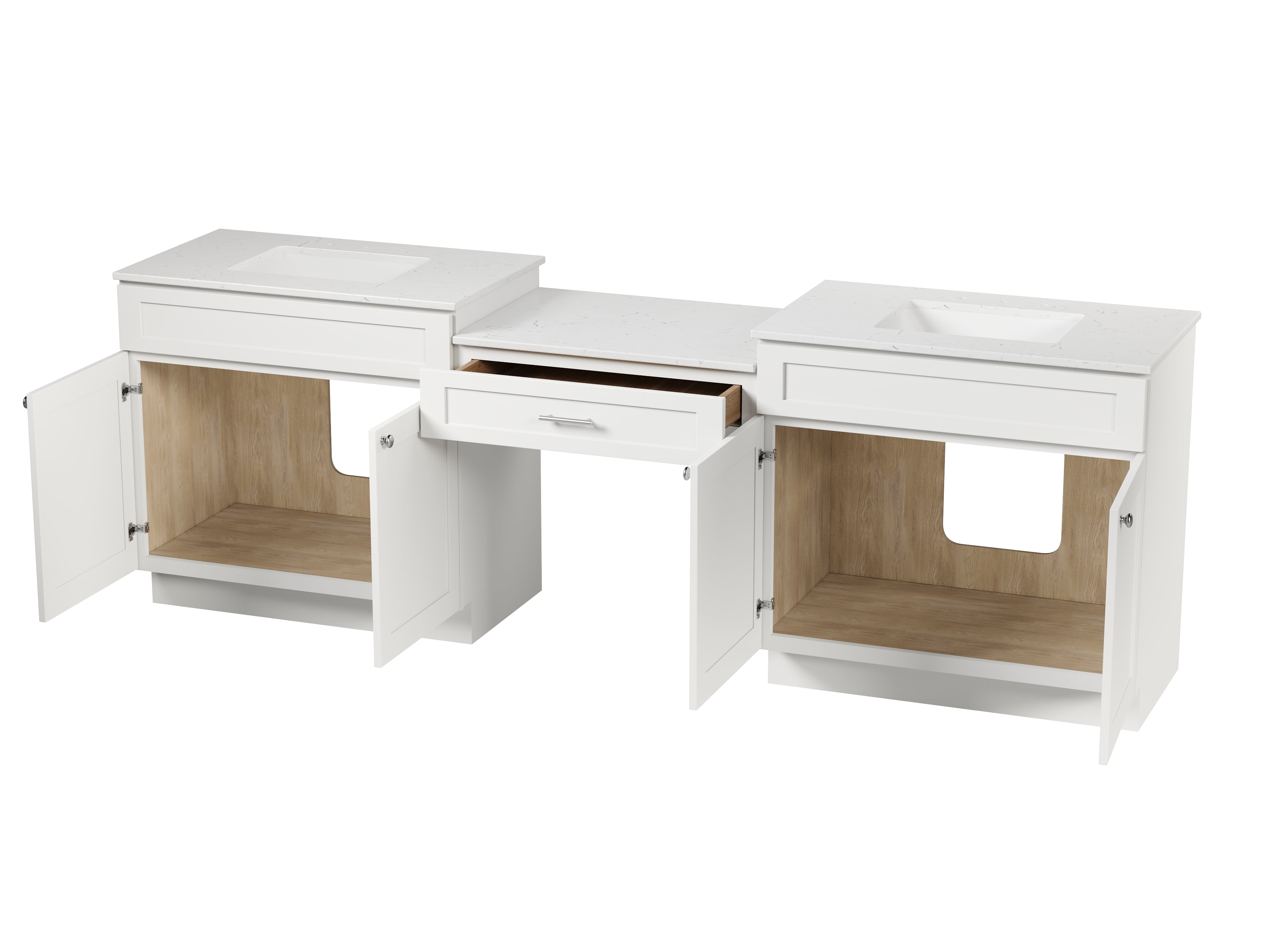 103'' Double Bathroom Vanity with Quartz Top