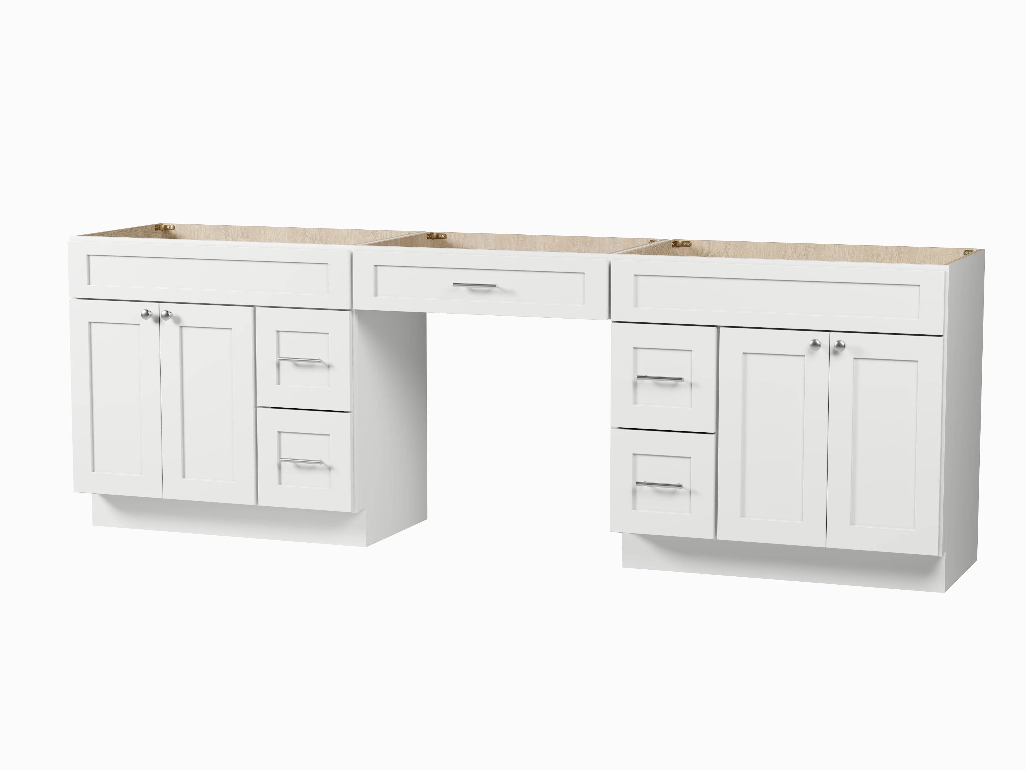 102 Double Bathroom Vanity Base Only With 5 Drawers