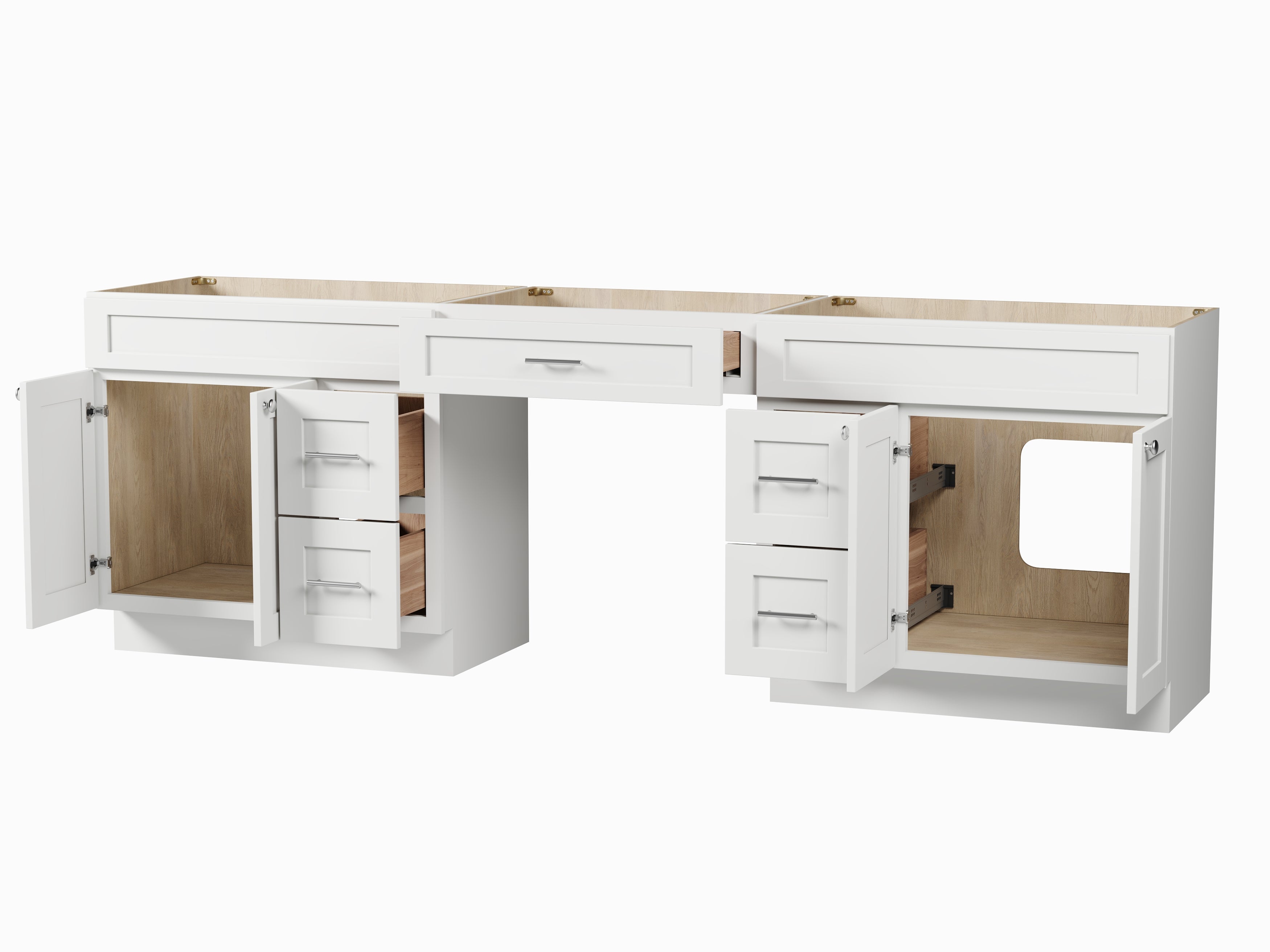 102 Double Bathroom Vanity Base Only With 5 Drawers