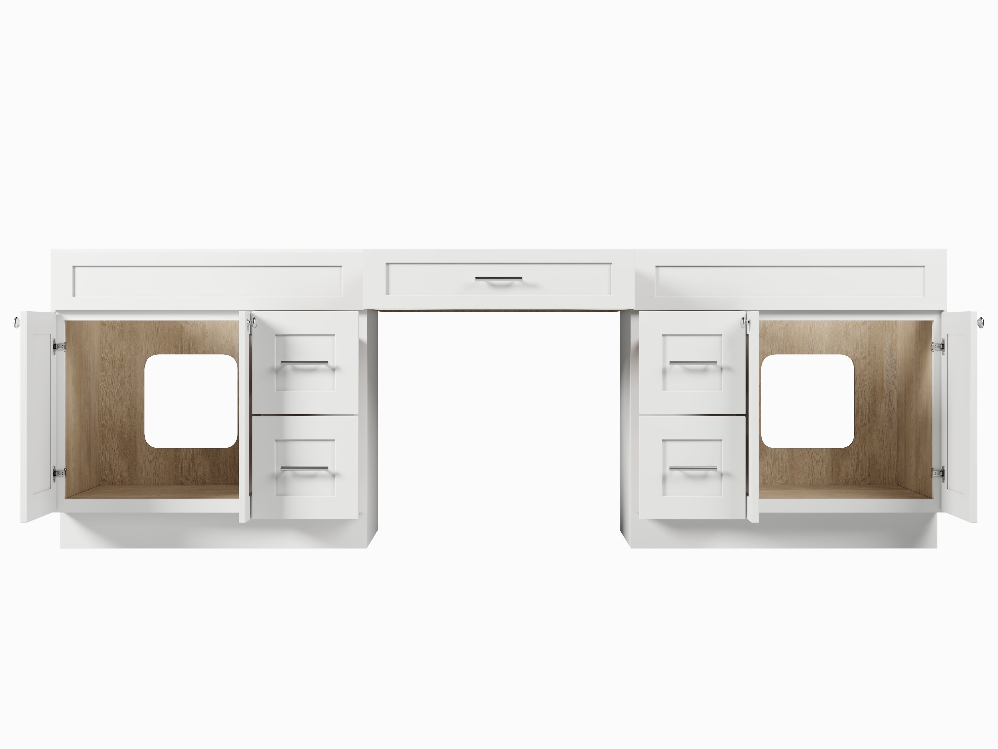 102 Double Bathroom Vanity Base Only With 5 Drawers