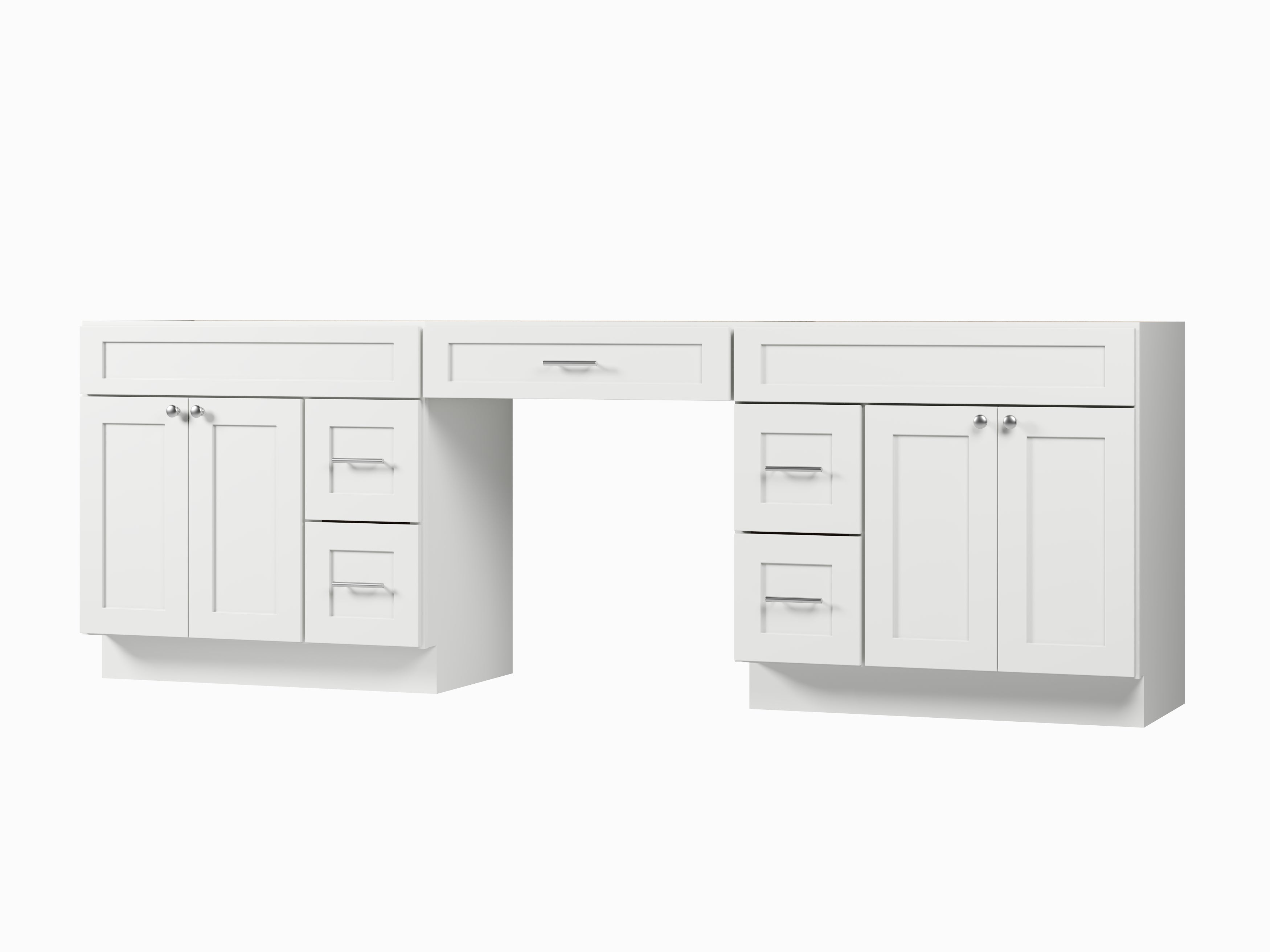 102 Double Bathroom Vanity Base Only With 5 Drawers