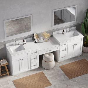 103'' Double Bathroom Vanity with Quartz Top, 7 Drawers