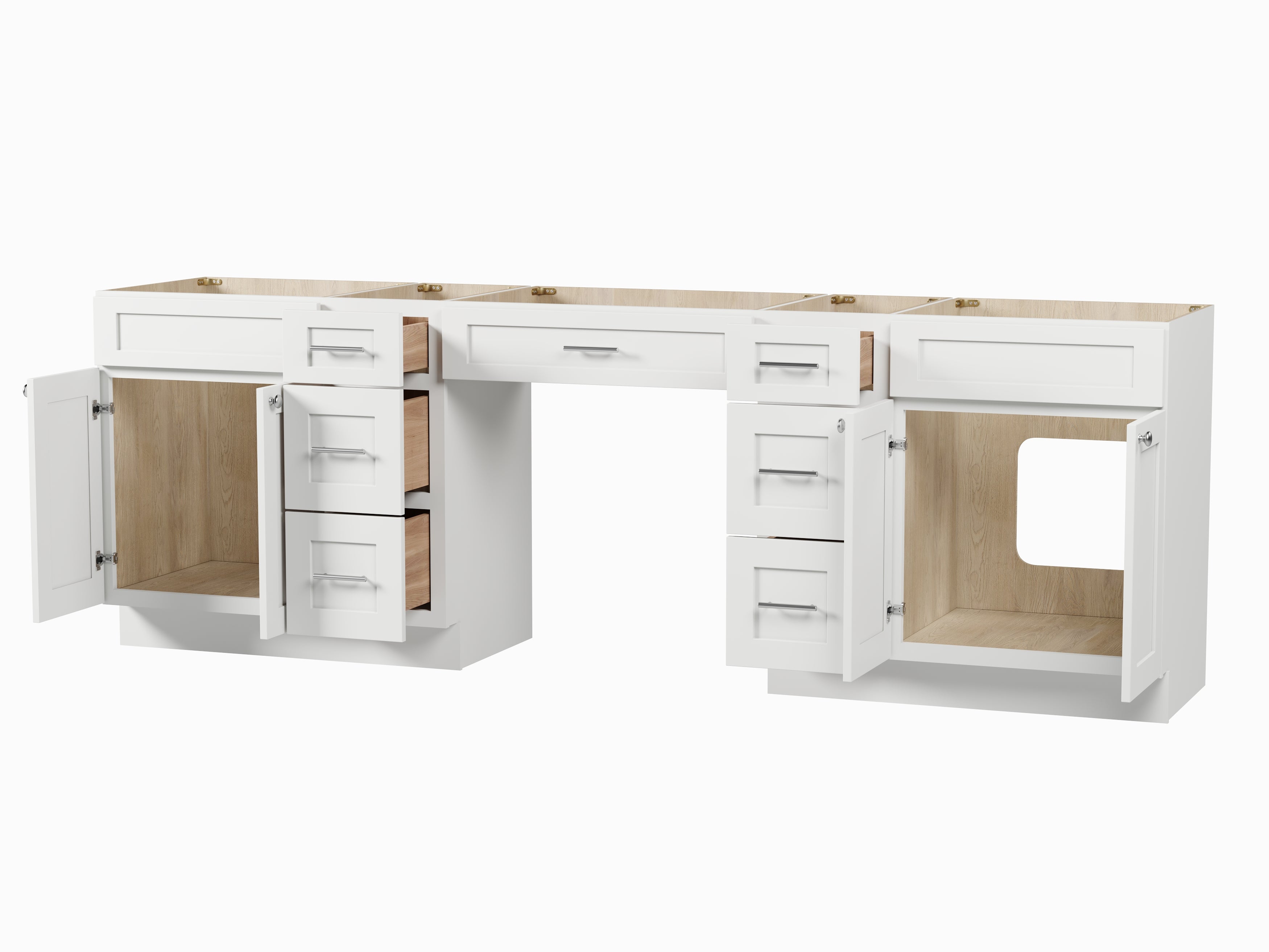 102 Double Bathroom Vanity Base Only With 7 Drawers