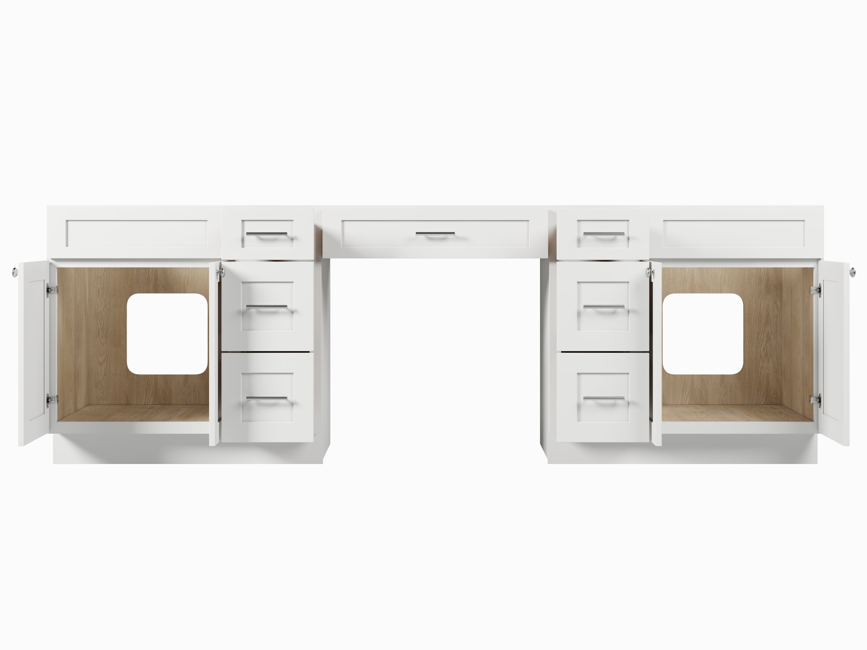 102 Double Bathroom Vanity Base Only With 7 Drawers