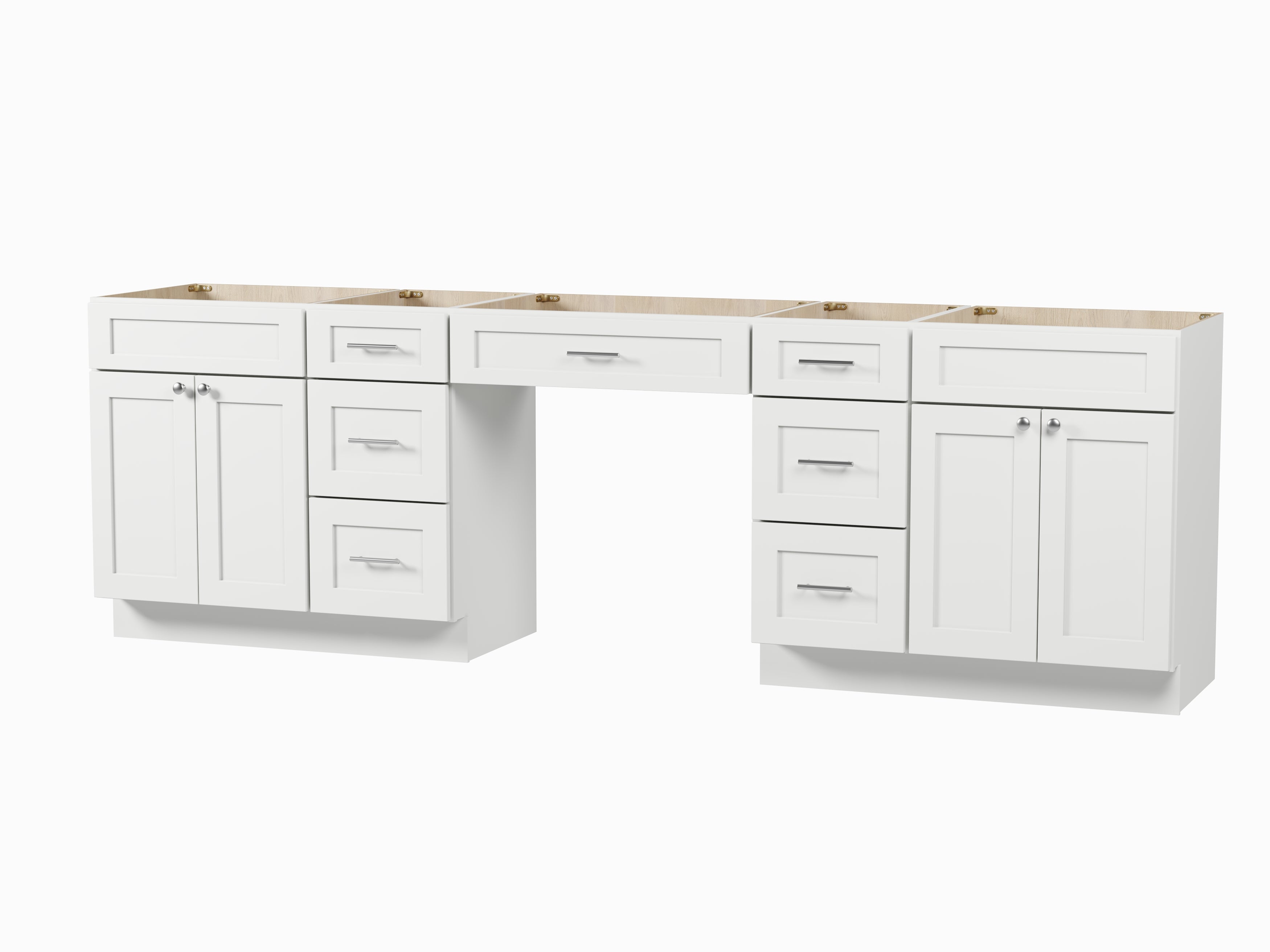 108 Double Bathroom Vanity Base Only With 7 Drawers
