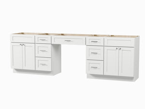 108 Double Bathroom Vanity Base Only With 7 Drawers
