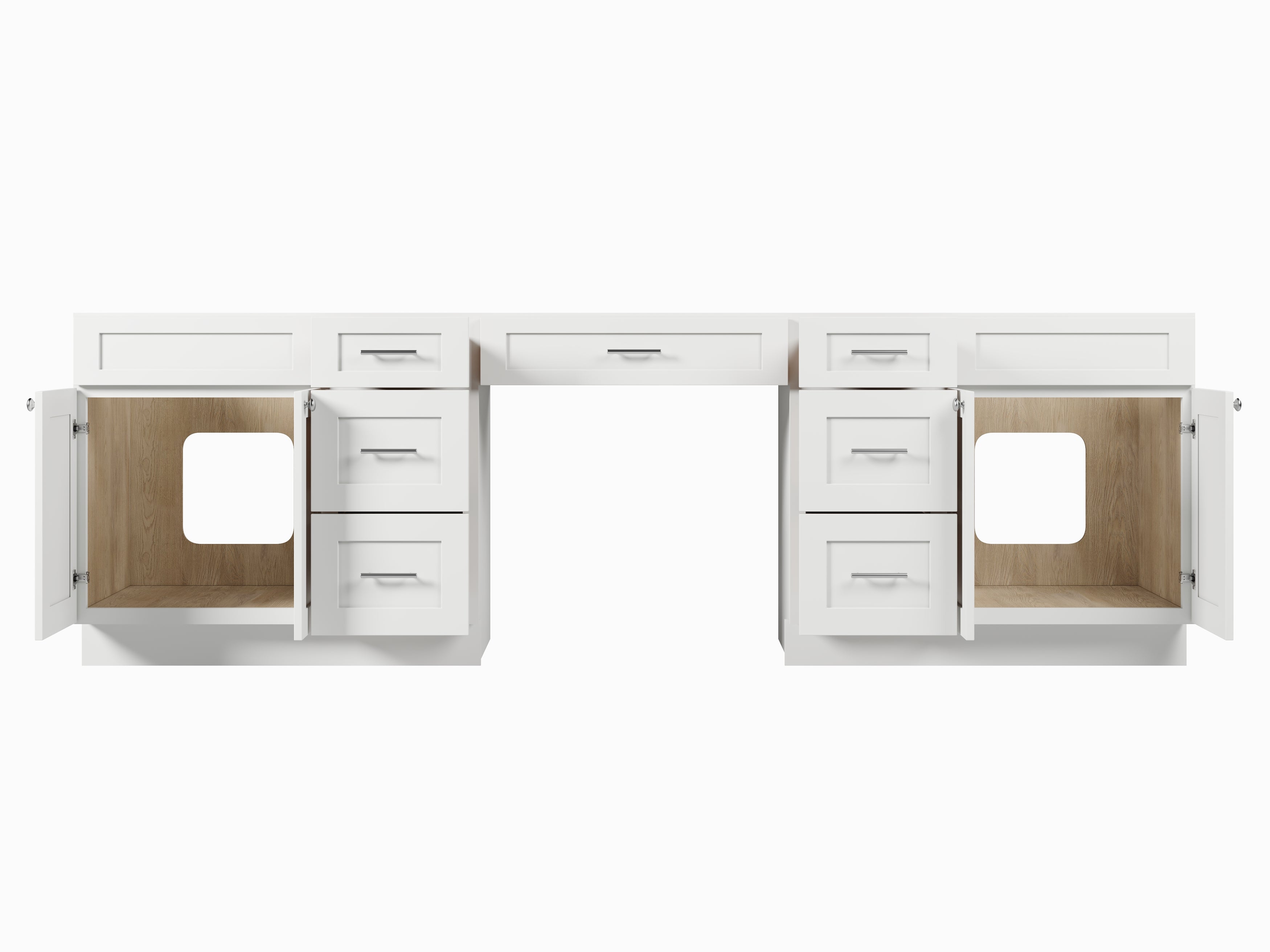 108 Double Bathroom Vanity Base Only With 7 Drawers
