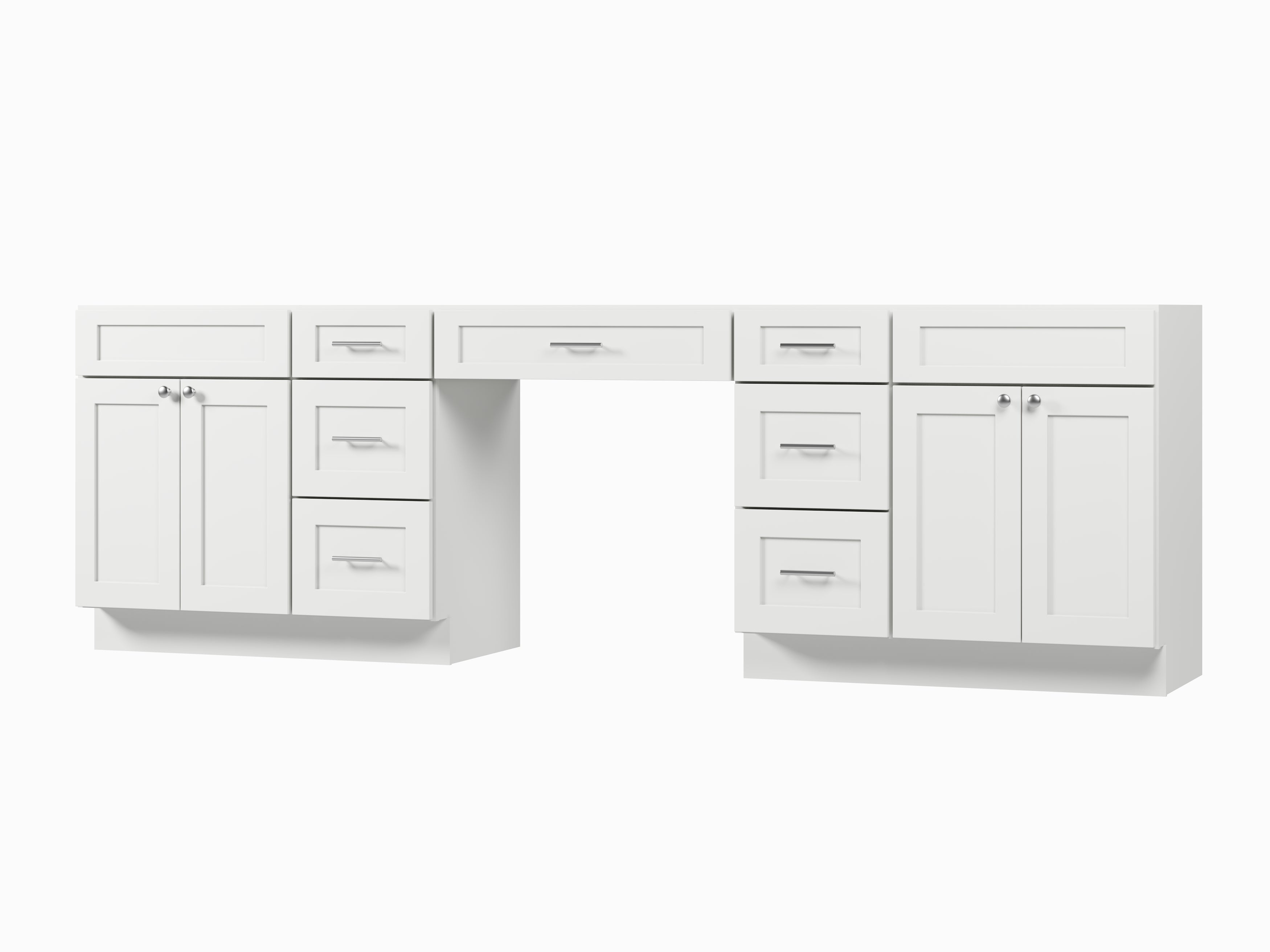 108 Double Bathroom Vanity Base Only With 7 Drawers