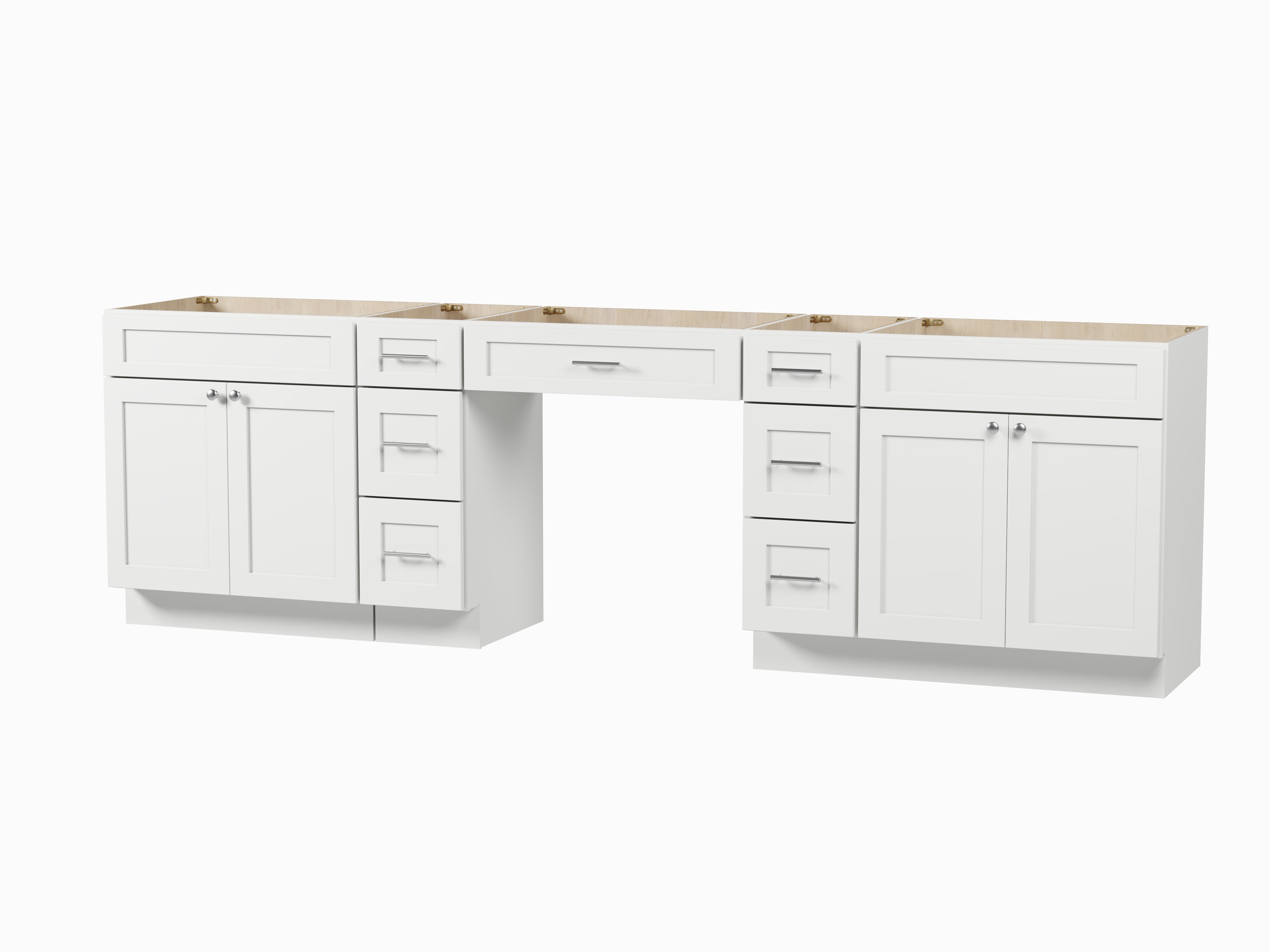 114 Double Bathroom Vanity Base Only With 7 Drawers