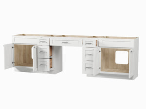114 Double Bathroom Vanity Base Only With 7 Drawers
