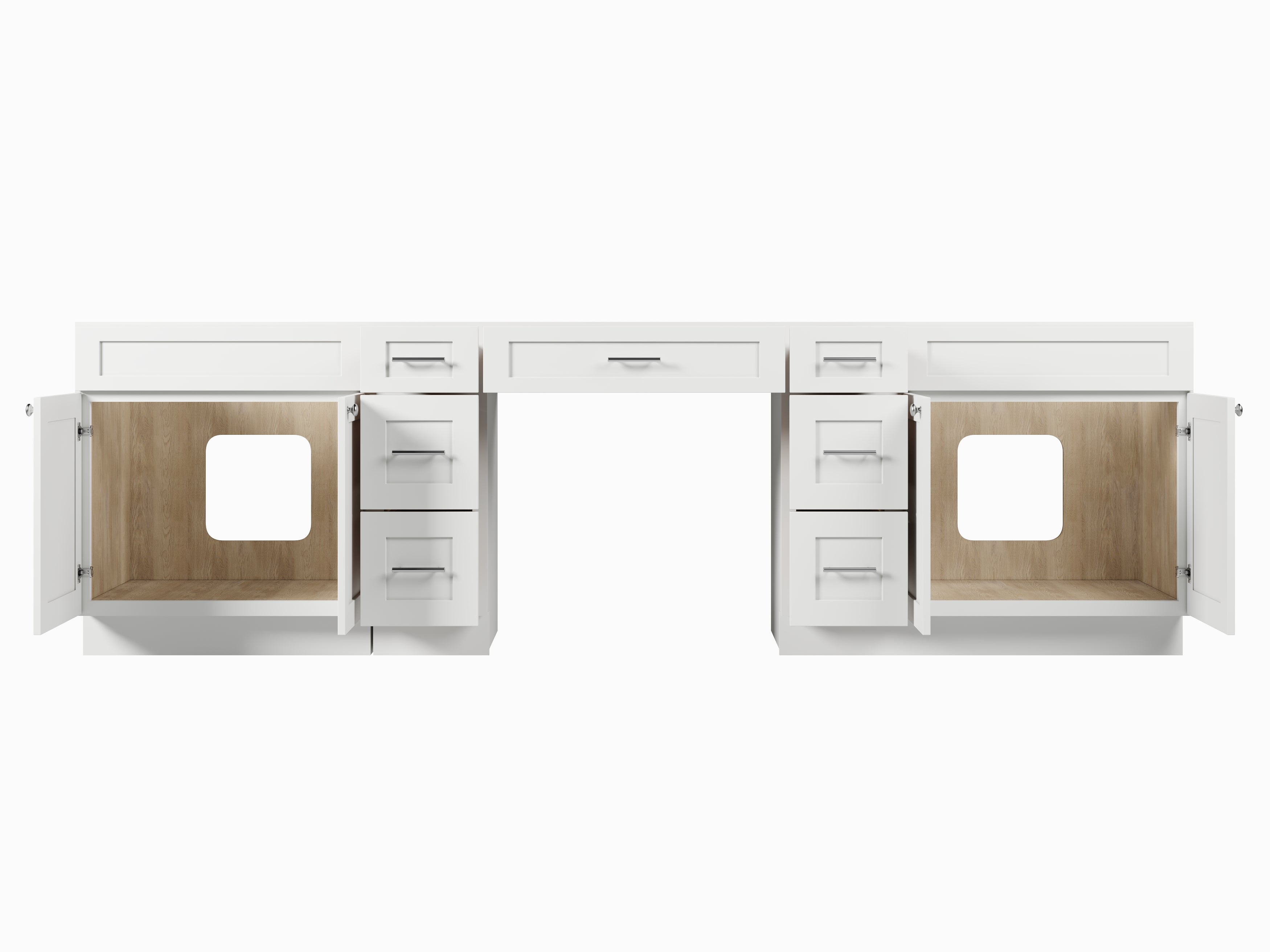 114 Double Bathroom Vanity Base Only With 7 Drawers