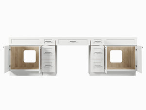 114 Double Bathroom Vanity Base Only With 7 Drawers