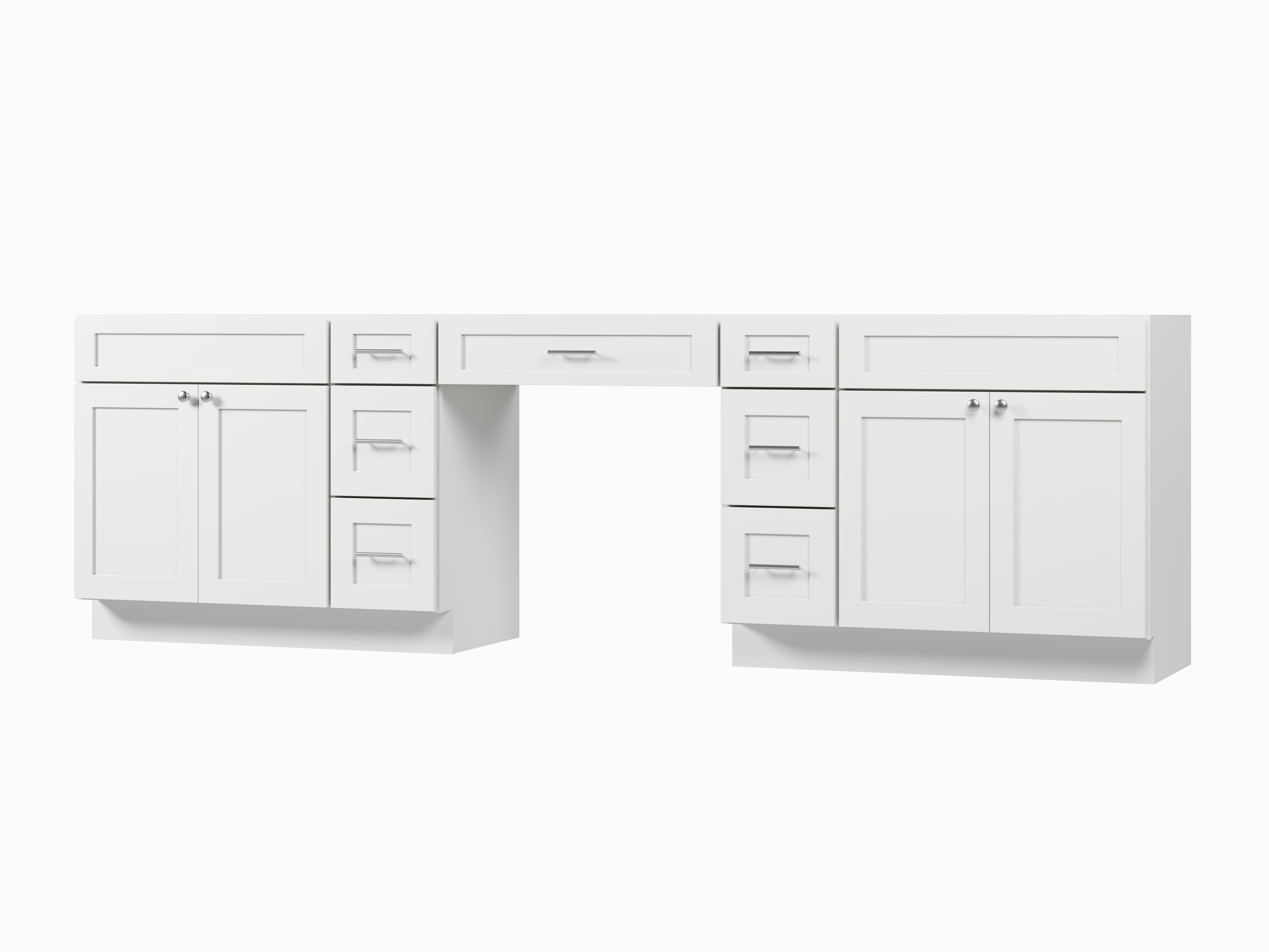 114 Double Bathroom Vanity Base Only With 7 Drawers