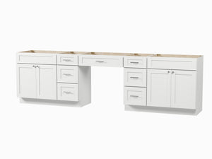 120" Double Bathroom Vanity Base Only With 7 Drawers