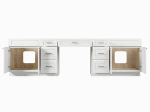 120" Double Bathroom Vanity Base Only With 7 Drawers