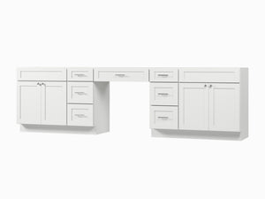 120" Double Bathroom Vanity Base Only With 7 Drawers