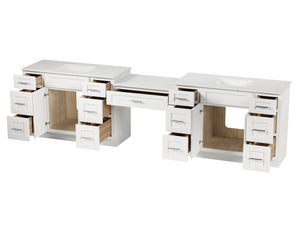 Disar 126'' Double Bathroom Vanity With Carrara Quartz Top, 13 Drawers