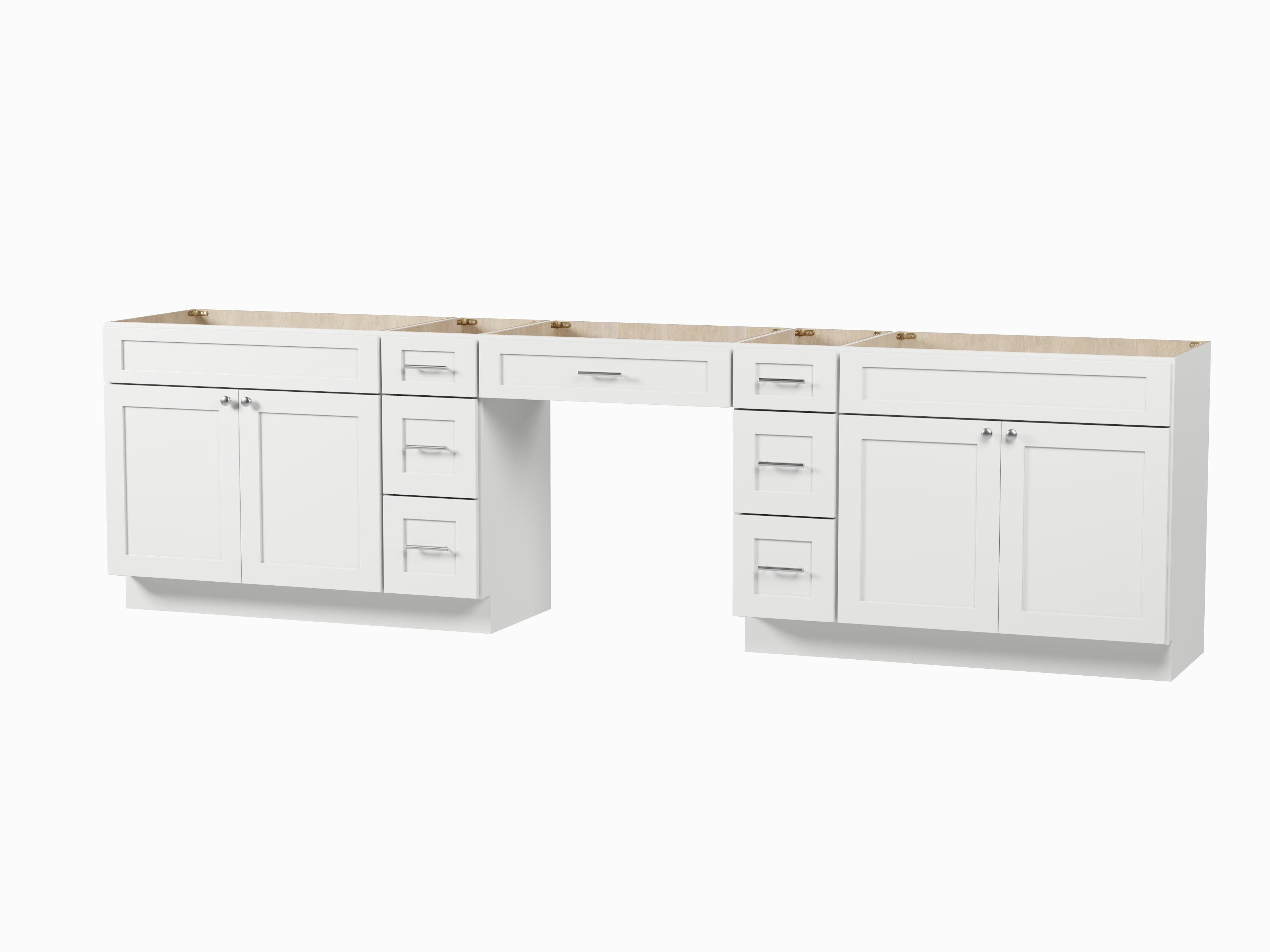 126 Double Bathroom Vanity Base Only With 7 Drawers